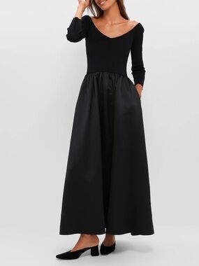 Tuckernuck Black Dupioni Clea Dress